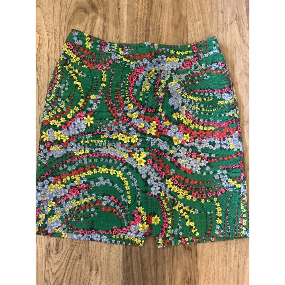 Talbots‎ Green Multicolor Floral Print Pencil Skirt 12 Petite